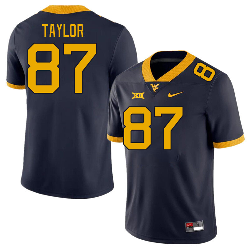 West Virginia Mountaineers #87 Kole Taylor College Football Jerseys Stitched Sale-Navy